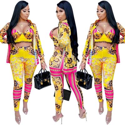 China High Quality Fashion Anti-wrinkle New Arrival Boutique Printing Women Clothing Autumn Sweatsuit Suits 3 Pieces 2021 New Product Ideas for sale