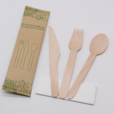 China Eco Disposable Disposable Wooden Cutlery Set And Europe Friendly Flatware Hot Selling Sets 100% Birch Wood 60cartons Customized Natural for sale