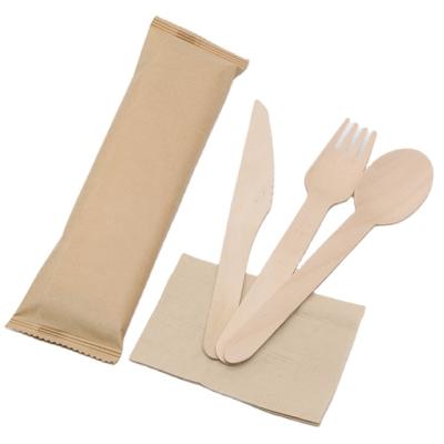 China For Hot Selling Disposable Wooden Cutlery Sets Cheap Disposable Birch Wooden Cutlery Food Cutlery Sets for sale