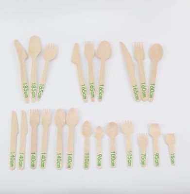 China China Disposable Cutlery Knife Fork Wooden Spoon Factory Wooden Flatware Sets Disposable Wood Eco-friendly CE / EU Stocked for sale