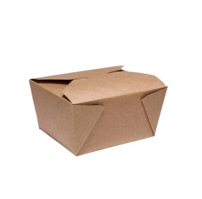 China Custom Disposable Packaging Paper Brown UV Coating Varnishing Lunch Boxes Paper Chinese Disposable Food Packaging Container Take Out Embossing for sale