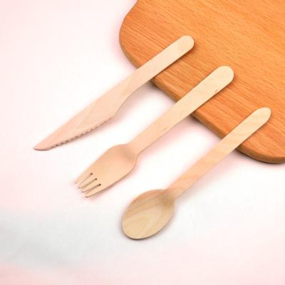 China Viable Knife Forks Spoon Viable Spoon Free 160mm Biodegradable Disposable Birch Wooden Eco Friendly Wooden Cutlery For Food for sale