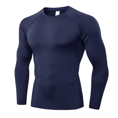 China Logo Men Sports Long Sleeves Custom Breathable Tops Quick Dry Men Gym Compression Top Active Running Training Apparel for sale