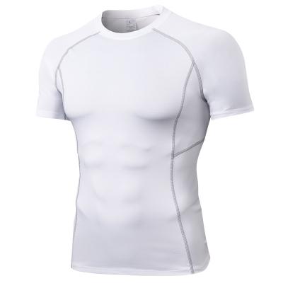 China Men's PRO Breathable Tight Fit Training Fitness Yoga Suit Sports T-shirt Short Sleeved Stretch Sweat Wicking Quick Dry Clothes for sale