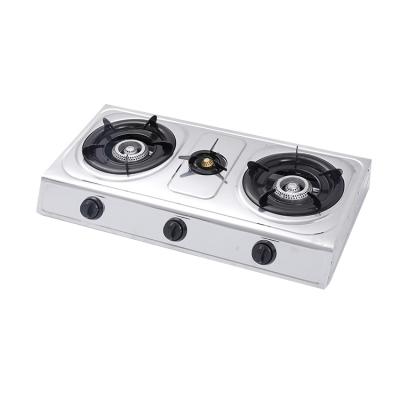 China Hotel JX-7003F Made in China Premium 3 Burner Table Top Stainless Steel Portable Gas Cooker for sale