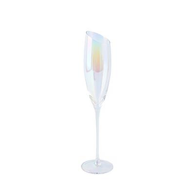 China Wholesale Modern Vintage Style Cheapest And Fast Delivery Wedding Grade Crystal High Quality Colored Slant Top Mouth Champagne Glasses for sale