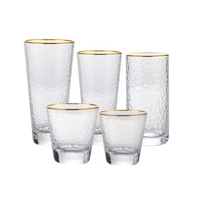 China Wholesale Crystal Whiskey Glass Gold Rim Contemporary Hot Round Whiskey Glass for sale