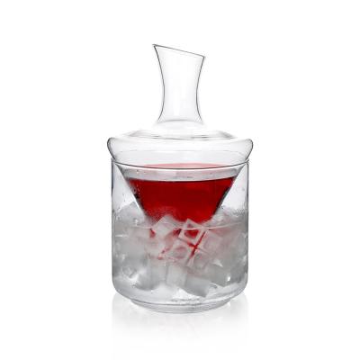 China 1000ml luxury handmade glass wine decanter 1000ml handmade glass wine decanter with ice bucket glass set for sale