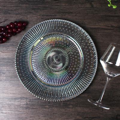 China Disposable Custom Logo Disposable Dish Chargers Colorful Wedding Decorative Lead Free Crystal Transparent for sale