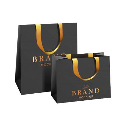 China Boutique Customize Logo Printed Ribbon Nice Bow Jewelry Packaging Paper Bags for sale