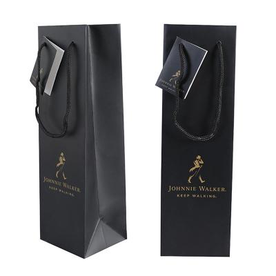 China Recyclable Wholesale Stylish Grocery Carry Wine Bottle Packaging Luxury Paper Bags With Handles And Logo for sale