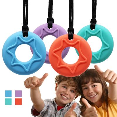 China Other New Design Food Grade Christmas Elk Reindeer Sensory Toys For Autistic Children For Baby Silicone Teether Necklace for sale