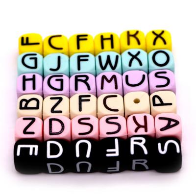 China Best Gift Non-Toxic Pacifier Chain Chew Beads Silicone Alphabet Letter Teether For Baby for sale