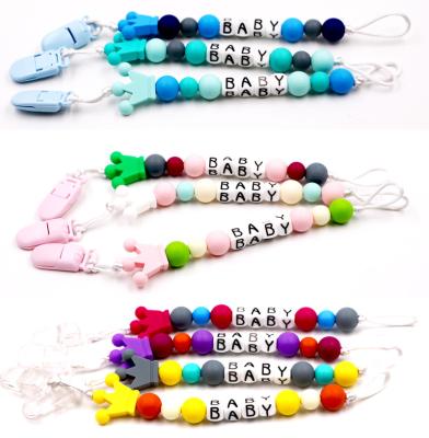 China 100% 2021 New Product Ideas Food Grade Silicone Teether For Baby Teething BPA Free For Silicone Clips Pacifier Chain for sale