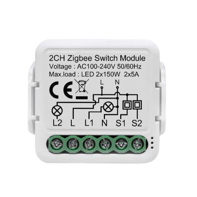 China Tuya ZigBee 3.0 Wifi Switch Smart Light 10A Mini Automation Module Devices Support 2 Strip Control for sale