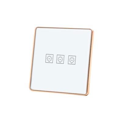 China 2021 Tuya wifi EU standard 3 band touch screen metal frame wall light switch UK standard metal frame touch switch for sale