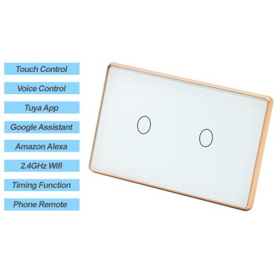 China Metal Frame Touch Switch 2021 Voice Control Zigbee Light Key 3gang Smart Wall Switch for sale