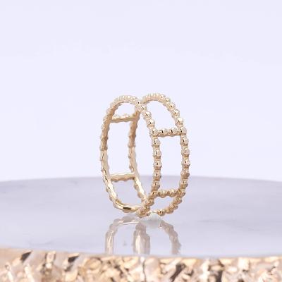 China New Design Summer Fashion Korean Style Gold Jewelry Women Gold Square Lattice Copper Ring for sale