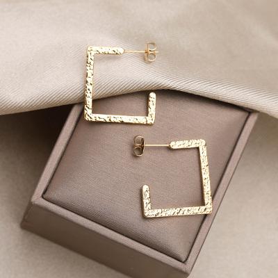 China FASHIONABLE Wholesale Square Gold Filled Hoop Stainless Steel Stud Earrings for sale