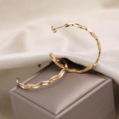 China New FASHIONABLE Craft Luxury Gold Plated Stainless Steel Large Hoop Earrings for sale