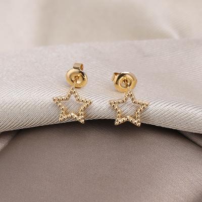 China TRENDY new design wedding jewelry 18k gold plated stainless steel heart bride earrings for sale