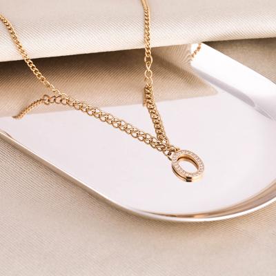 China Custom Made Vintage Stainless Steel Letter O Love Gold Plated Personalized Female Necklace for sale