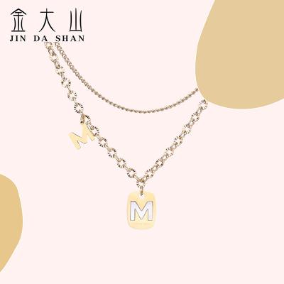 China FASHIONABLE Gold Pendant OEM 18K Stainless Steel Clavicle Chain M Letters Layered Necklace Women for sale