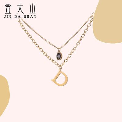 China FASHIONABLE Delicate Double Layer Gold Plated Letter Stainless Steel Necklace For Women for sale