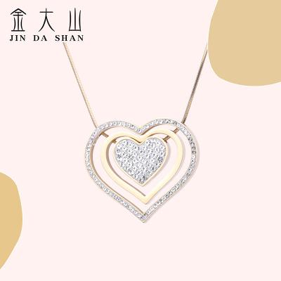 China FASHIONABLE hot sale big love heart pendant zircon inserted stainless steel heart necklace women bling for sale