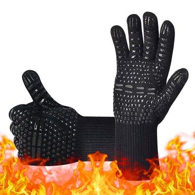 China Food Grade 1472F Kitchen Grill Gloves Extreme Heat Resistant Silicone Non-slip Easily Cleaned Oven BBQ Gloves For Outdoor Grill BBQ for sale