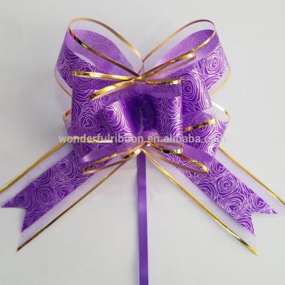 China Gift Bow 32mm Floral Organza Pull Ribbon Bow Floral Hot Selling Bow For Gift Decoration for sale