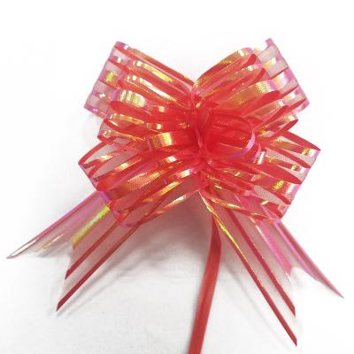 China Wholesale organza gift wrap ribbon bow organza pom pom pull bow for decoration for sale