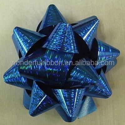 China Newest Style Multri Holographic Color Per Make Plastic Ribbon Star Bow For Gift Festival Wrapping Decoration for sale