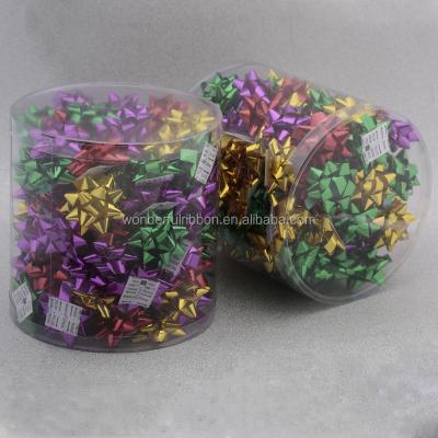 China Hot Selling Custom Metallic Ribbon Star Bow From PVC PP Sets Designs For Gift Wrapping Or Holiday Decoration for sale