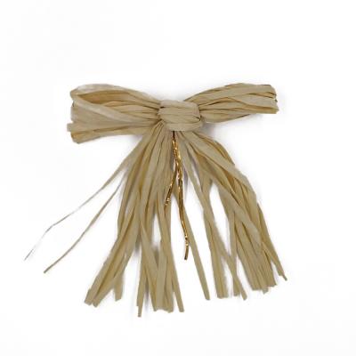 China Natural Paper Grass Raffia Paper Grass Bow Tie Decorative Raffia Paper Bouquet Hangers For Gift Wrap Decoration for sale