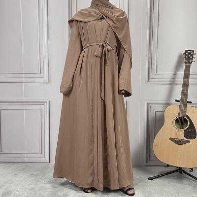 China High Quality Muslim Long Sleeve Dress Women Dress Maxi Long Two Pcs Set Chiffon Abaya With Scarf Dubai Chiffon Abaya for sale