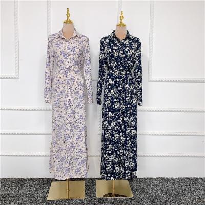 China Floral Muslim Dress Long Sleeve Robe Women Shirts Muslim Clothing Islamic Dress Elegant Muslim Abaya Middle East Dubai for sale