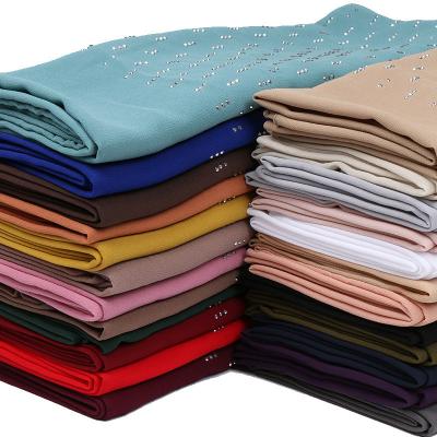 China Large Muslim Scarf Women Fashion Chiffon Long Scarf Hijab Muslim Arab Headwear Wrap Shawl Wholesale Rhinestone Women Scarf for sale