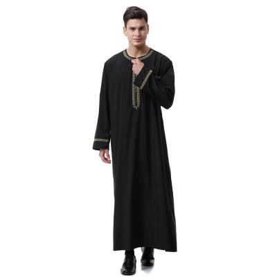 China Muslim Men Long Sleeve Arabic Muslim Kaftan Dress Jubba Thobe Islamic Long Sleeve Zipper Robes for sale