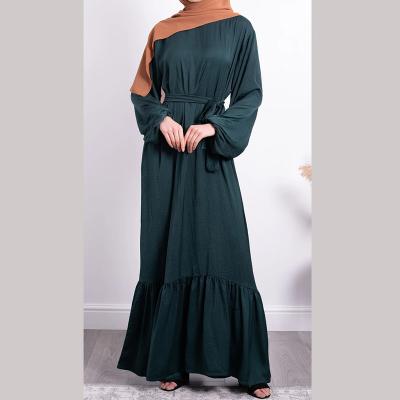 China Muslim Long Sleeve Dress Custom Dresses Long Sleeve Islamic Silk Dress Abaya Muslim Islamic Clothing Long Dresses for sale