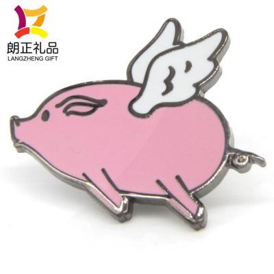 China Europe Customized Cartoon Metal Enamel Flying Pig Lapel Pin For Coat Hat Backpack for sale