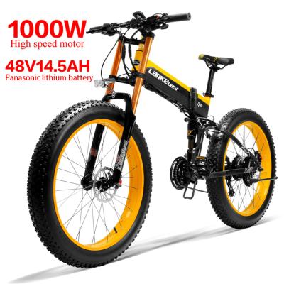 China EU Quality LANKELEISI XT750PLUS Aluminum Alloy 26 Inch Fat Foldable Electric Bicycle 1000w48v14.5ah Lithium Battery 27 Speed ​​Mountain Bike for sale