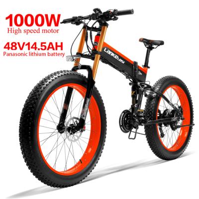 China LANKELEISI XT750PLUS Aluminum Alloy 26 Inch Folding Electric Bike 1000W 48V 14.5AH Lithium Battery, Aluminum Alloy Frame, Hydraulic Disc Brake for sale