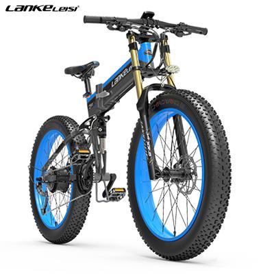 China LANKELEISI XT750PLUS Aluminum Alloy 26 Inch Foldable Fat Tire Electric Bicycle 1000W10.4AH Battery, Front and Rear Double Shock Absorbers for sale