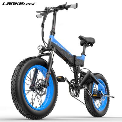 China LANKELEISI X3000PLUS 20 inch alloy fat tire 1000w48v14.5ah lithium battery aluminum foldable bicycle for sale