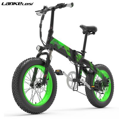 China LANKELEISI X2000PLUS aluminum alloy folding bicycle snow bike 500w electric motor 48v10.4ah lithium battery, 20 inch fat tire bicycle for sale