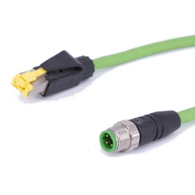 China Automotive Industrial Ethernet Cable RJ45 To M12 4pin Gigabit High 3m Flexible Cable for sale