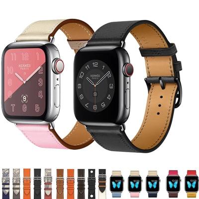 China New 6/SE/5/4/3 Series Leather Genuine Leather Buckle For Apple Watch Band Tour 42mm 44mm Single Strap For Apple Watch Leather Band for sale