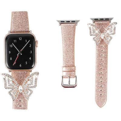 China Fanshion Stock Luxury High Quality Leather Watch Strap 38 40 42 44mm For Apple Watch for sale