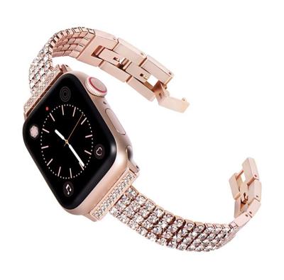 China Fashionable Women's Watch 6 Diamond Stainless Steel Strap For Apple 4 3 Band 42mm 38mm Jewelry Strap For Se iWatch 6 Bands 5 40mm 44mm Belt for sale